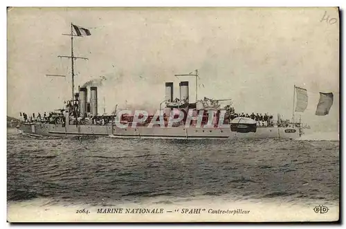 Cartes postales Bateau Guerre Spahi Contre torpilleur