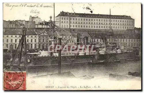 Ansichtskarte AK Bateau Guerre Brest Caserne du depot Le Suffren