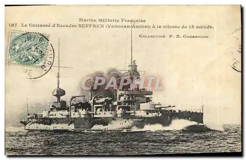 Cartes postales Bateau Guerre Cuirasse d escadre Suffren Vaisseua amiral