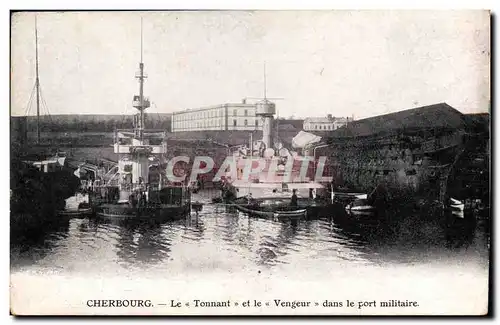 Cartes postales Bateau Guerre Cherbourg le tonnant et le Vengeur dans le port militaire