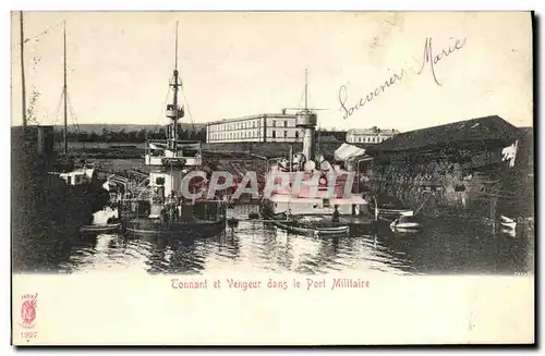 Ansichtskarte AK Bateau Guerre Cherbourg le tonnant et le Vengeur dans le port militaire