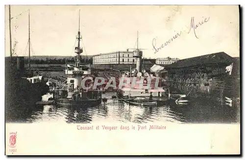 Cartes postales Bateau Guerre Cherbourg le tonnant et le Vengeur dans le port militaire