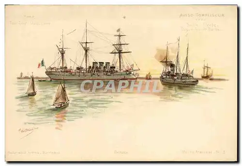 Cartes postales Bateau Guerre Aviso torpilleur Salve Fleche Dague Sainte Barbe