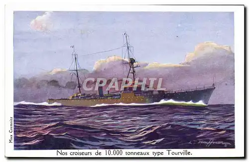 Cartes postales Bateau Guerre nos croiseurs de 10000 tonneaux type Tourville