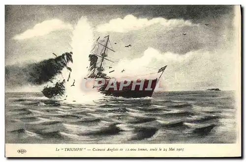 Ansichtskarte AK Bateau Guerre Le Triumph anglais coule le 25 mai 1915