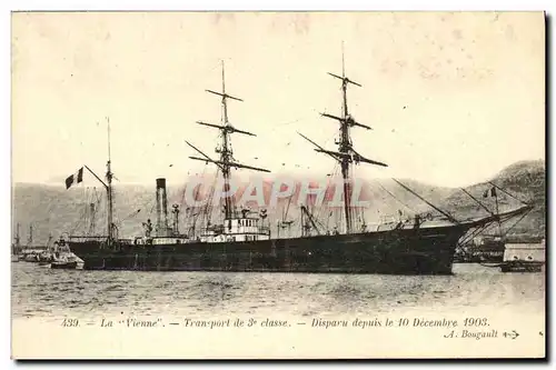 Cartes postales Bateau Guerre La Vienne Transport de 3eme classe Disprau le 10 decembre 1903