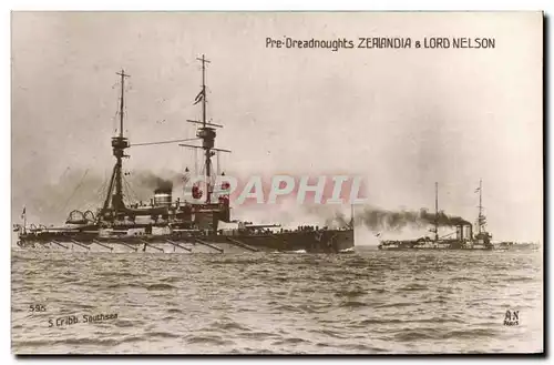 Cartes postales Bateau Guerre Pre Dreadnoughts Zealandia Lord Nelson