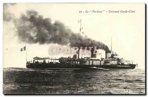 Cartes postales Bateau Guerre Le furieux Cuirasse garde cotes