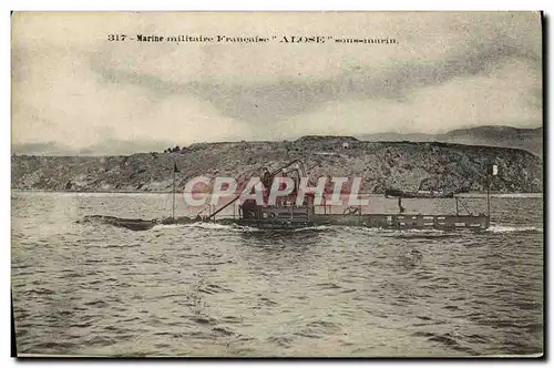 Cartes postales Bateau Guerre Alose Sous marin