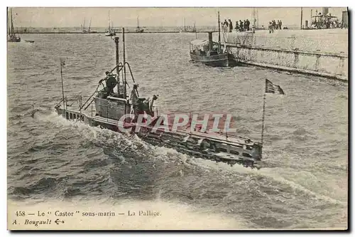 Cartes postales Bateau Guerre Sous marin Le Castor La Pallice