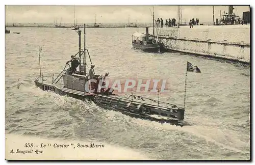 Cartes postales Bateau Guerre Sous marin Le Castor La Pallice