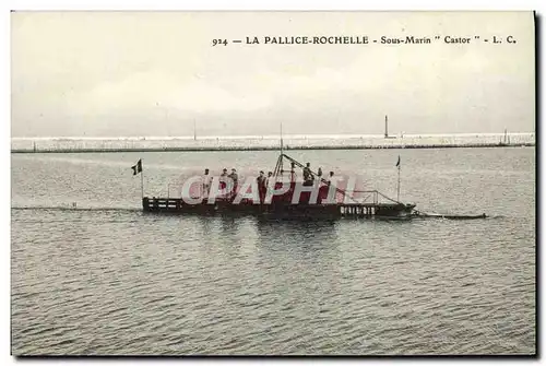 Cartes postales Bateau Guerre La Pallice Rochelle Sous marin Castor