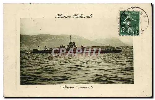 Cartes postales Bateau Guerre Sous marin Cigogne