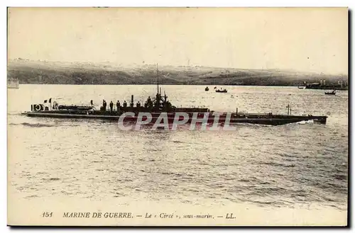 Cartes postales Bateau Guerre Le Circe sous marin