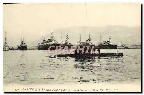 Cartes postales Bateau Guerre Sous marin Girondin