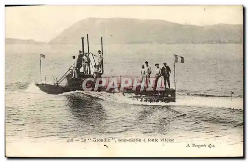 Cartes postales Bateau Guerre Le Girondin sous marin a toute vitesse