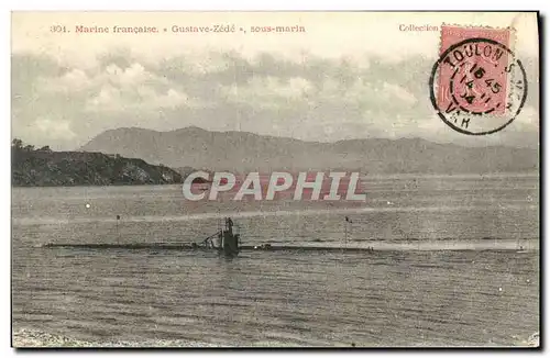 Cartes postales Bateau Guerre Gustave Zede Sous marin