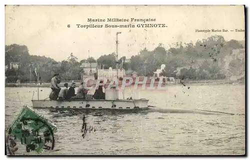 Cartes postales Bateau Guerre Torpilleur sous marin Gymnote