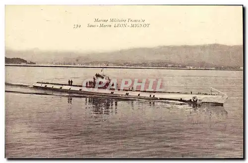 Cartes postales Bateau Guerre Sous marin Leon Mignot