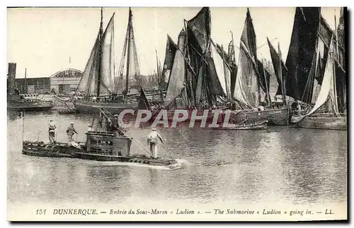 Cartes postales Bateau Guerre Dunkerque Entree du sous marin Ludion