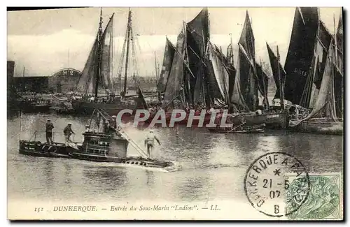 Cartes postales Bateau Guerre Dunkerque Entree du sous marin Ludion