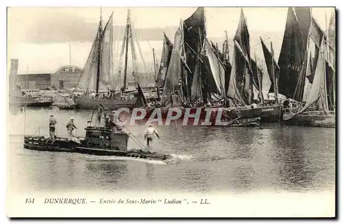 Cartes postales Bateau Guerre Entree du sous marin Ludion Dunkerque