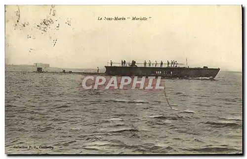 Cartes postales Bateau Guerre Sous marin Mariotte