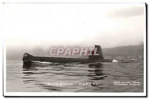 Cartes postales Bateau Guerre Sous marin Narval