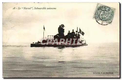 Cartes postales Bateau Guerre Sumersible autonome Sous marin