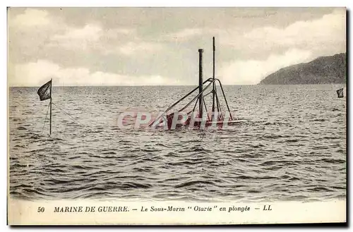 Cartes postales Bateau Guerre Sous marin Otarie en plongee