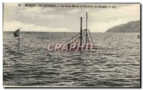 Cartes postales Bateau Guerre Sous marin Otarie en plongee