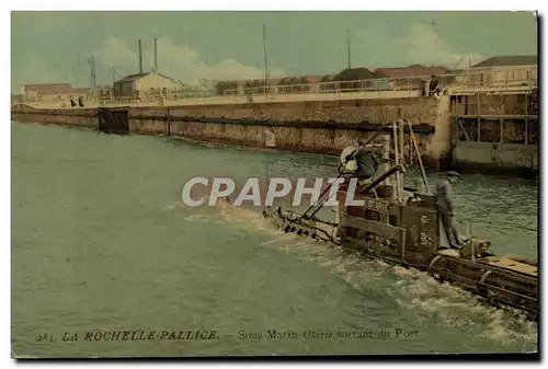 Ansichtskarte AK Bateau Guerre La Rochelle Pallice Sous marin Otarie sortant du port