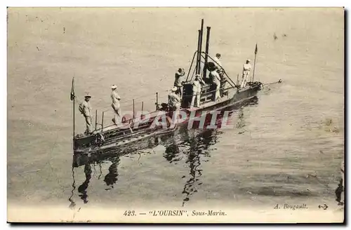 Cartes postales Bateau Guerre L Oursin Sous marin