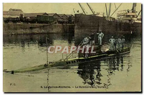 Ansichtskarte AK Bateau Guerre LA Pallice Rochelle Le submersible Oursin carte toilee