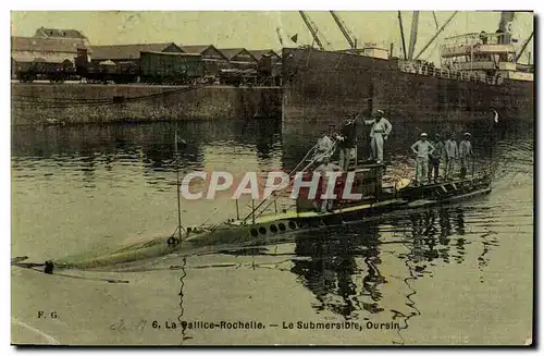 Cartes postales Bateau Guerre LA Pallice Rochelle Le submersible Oursin carte toilee