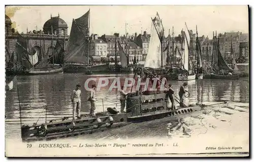 Ansichtskarte AK Bateau Guerre Dunkerque Le sousmarin Phoque rentrant au port