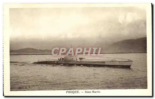 Cartes postales Bateau Guerre Phoque sous marin