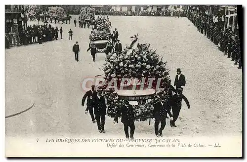 Cartes postales Bateau Guerre Catastrophe du Pluviose Funerailles DEfile des couronnes Couronne de la ville de C