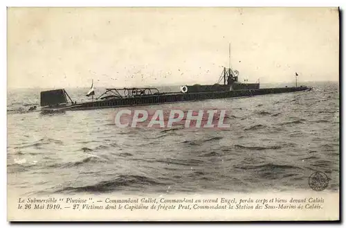 Cartes postales Bateau Guerre Submersible Pluviose Commandant Callot