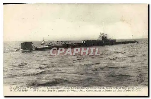 Cartes postales Bateau Guerre Submersible Pluviose Commandant Callot