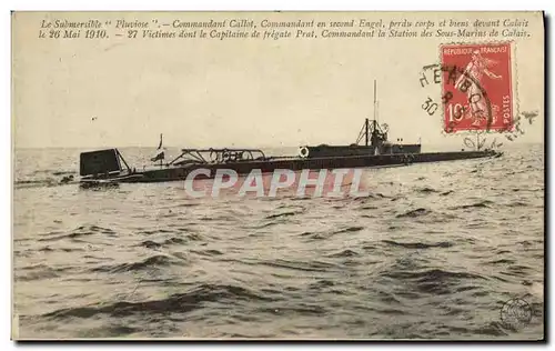 Cartes postales Bateau Guerre Submersible Pluviose Commandant Callot