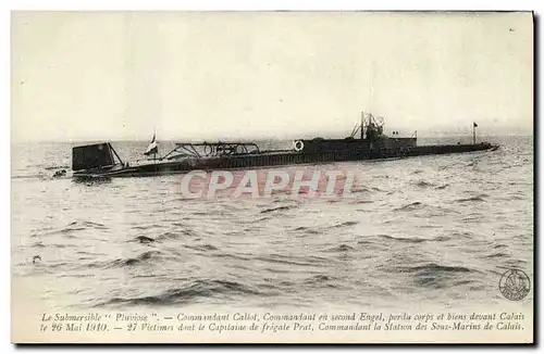 Cartes postales Bateau Guerre Submersible Pluviose Commandant Callot