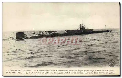 Cartes postales Bateau Guerre Submersible Pluviose Commandant Callot