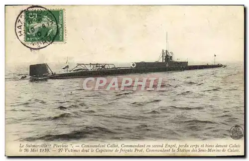 Cartes postales Bateau Guerre Submersible Pluviose Commandant Callot