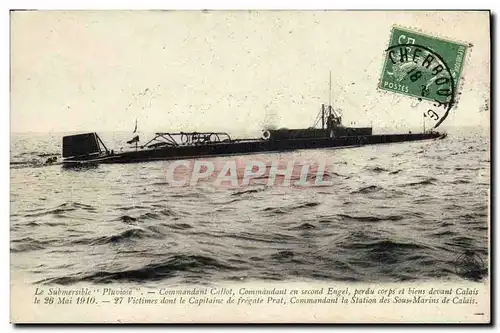 Cartes postales Bateau Guerre Submersible Pluviose Commandant Callot