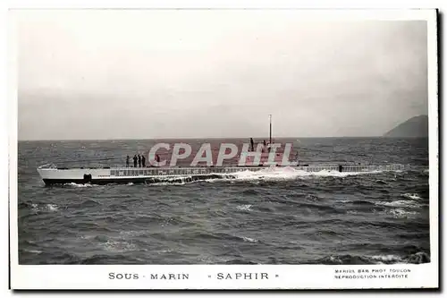 Cartes postales Bateau Guerre Sous marin Saphir