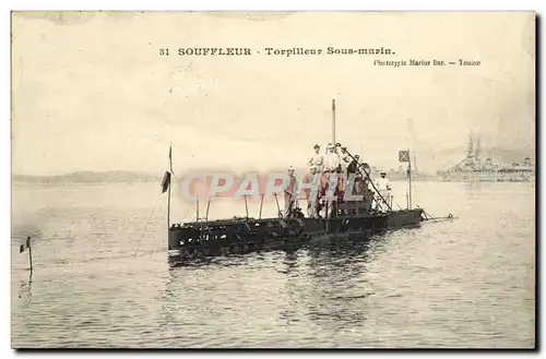 Cartes postales Bateau Guerre Souffleur Torpilleur sous marin