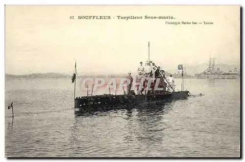 Cartes postales Bateau Guerre Souffleur Torpilleur sous marin