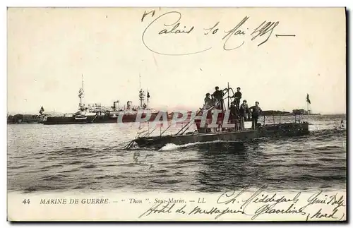 Cartes postales Bateau Guerre Thon Sous marin