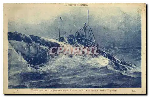 Cartes postales Bateau Guerre Thon Sous marin